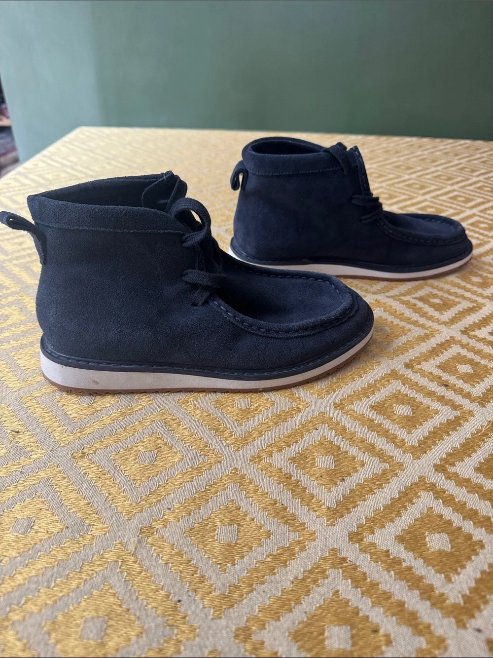 Kids Black Suede Lace-Up Moccasin Shoes GAP